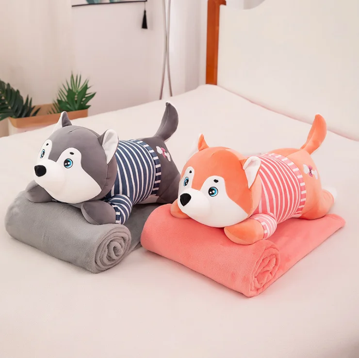Soft Colorful Stuffed Monkey 2 in 1 Pillow with Blanket Inside Kawaii Plush Toys for Children