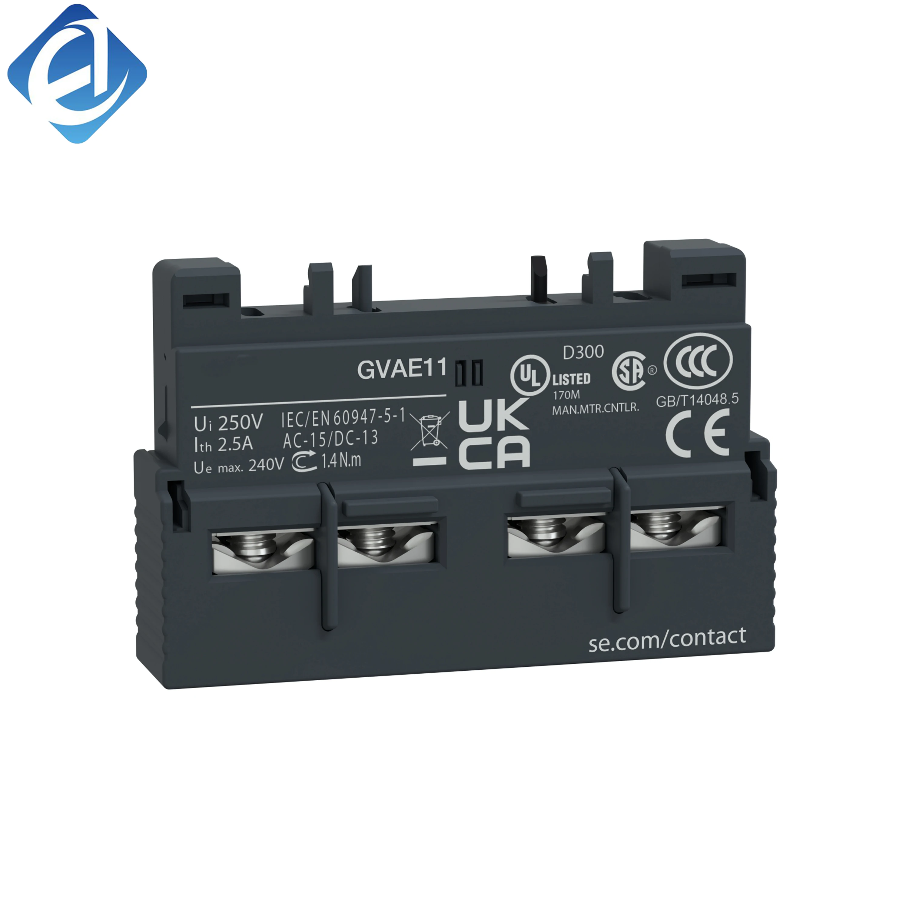 New Original GVAE11 auxiliary contact module. Matches GV2 circuit breakers, 1NO+1NC contacts, reliable signal feedback, applied to motor protection circuits, interlock control 