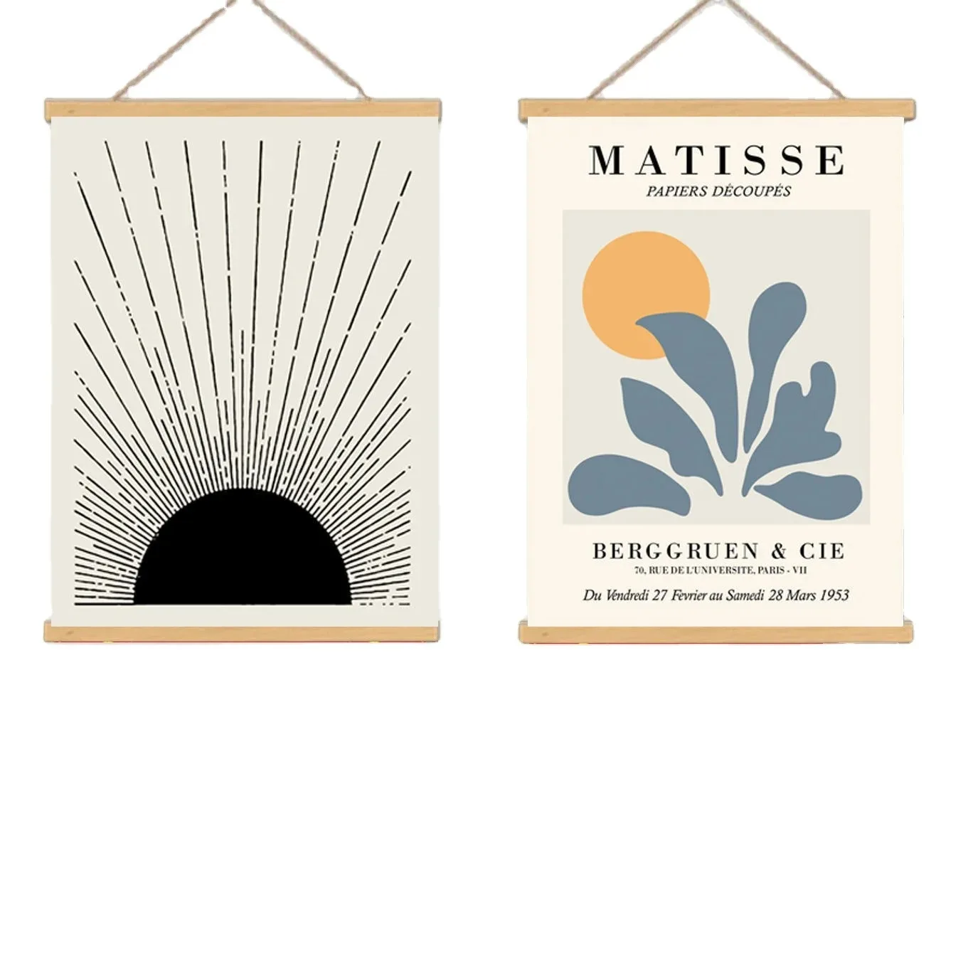 Custom Blank Cotton Canvas Scroll Hanging Poster Banner Flag Full Color Digital Printing Wooden Scroll for Home Decorations