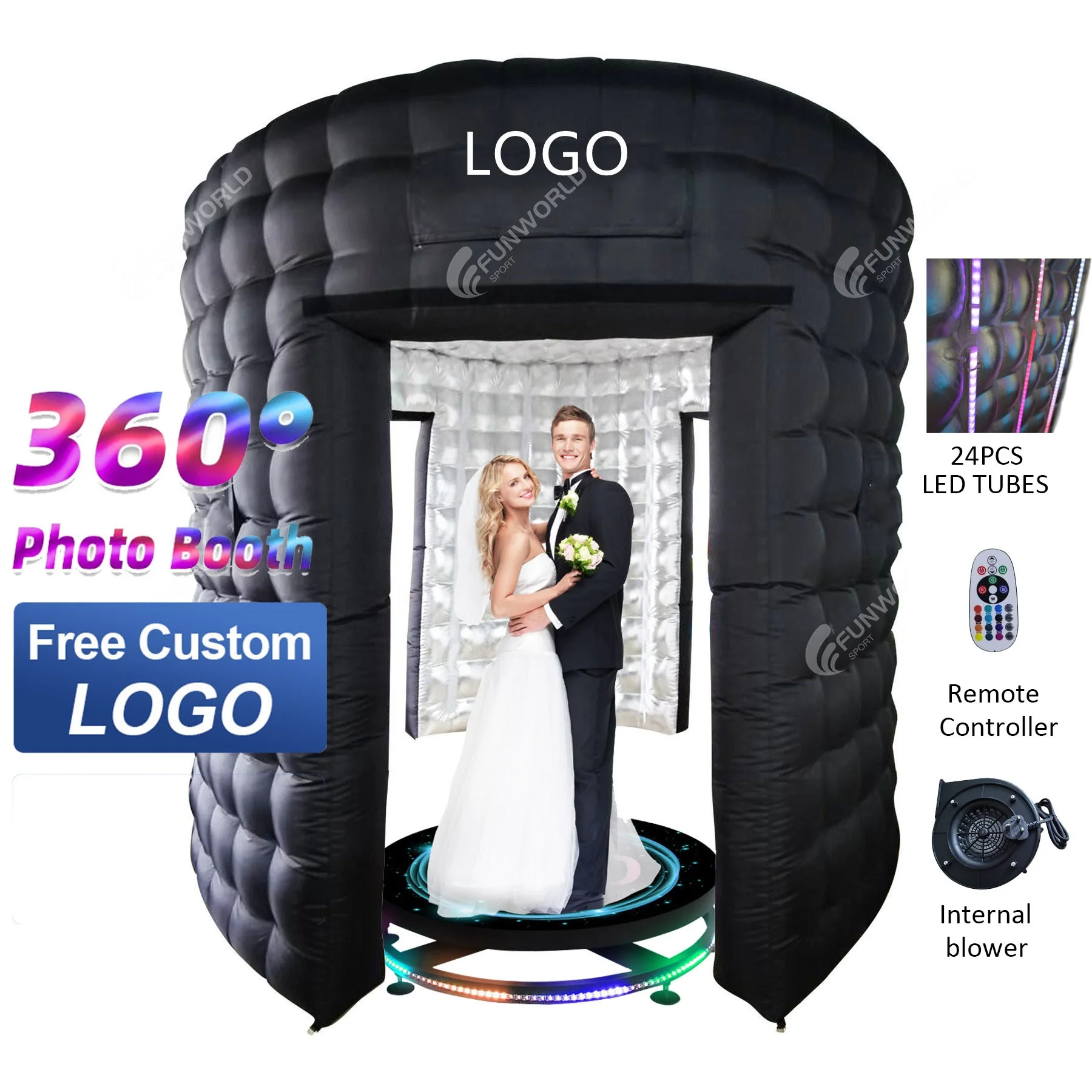 Популярная круглая фотобудка 360, корпус для фотокамеры, светодиодная подсветка RGB, портативная надувная фотобудка для вечеринки, свадьбы, мероприятия