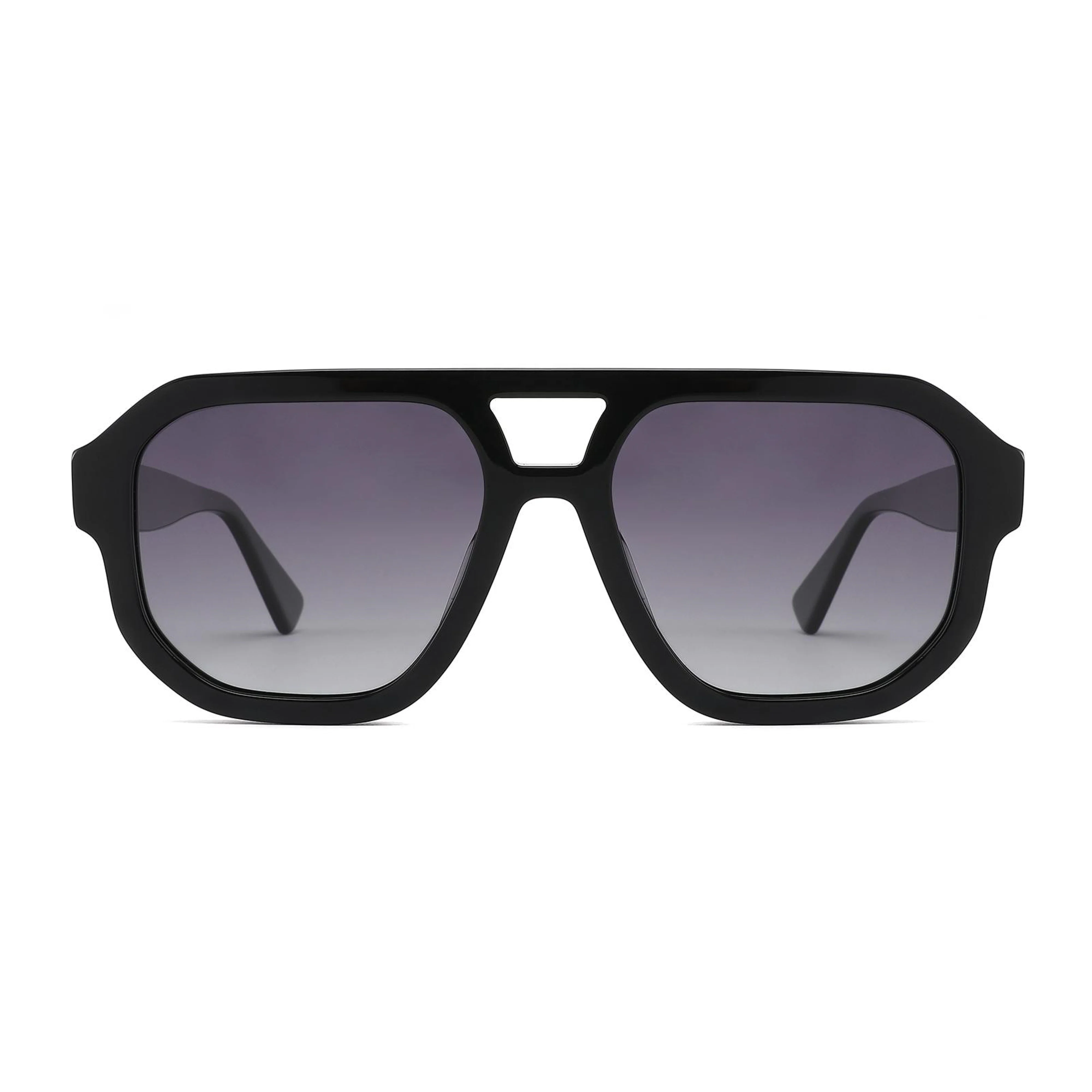 Fashion Round Double Bridge Sunglasses for Women - Retro Acetate Polarized Tortoise Retro-Vintage Double Bridge Round Polarized  main image 2