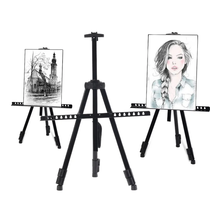 Upgrade Art Paint Easle Aluminum Metal Tripod Display 17 to 66 Inch Adjustable Height Silver 2 Pack T-SIGN 66 Inch Artist Easel Stand Portable Bag for Floor/Table-Top Drawing and Displaying 