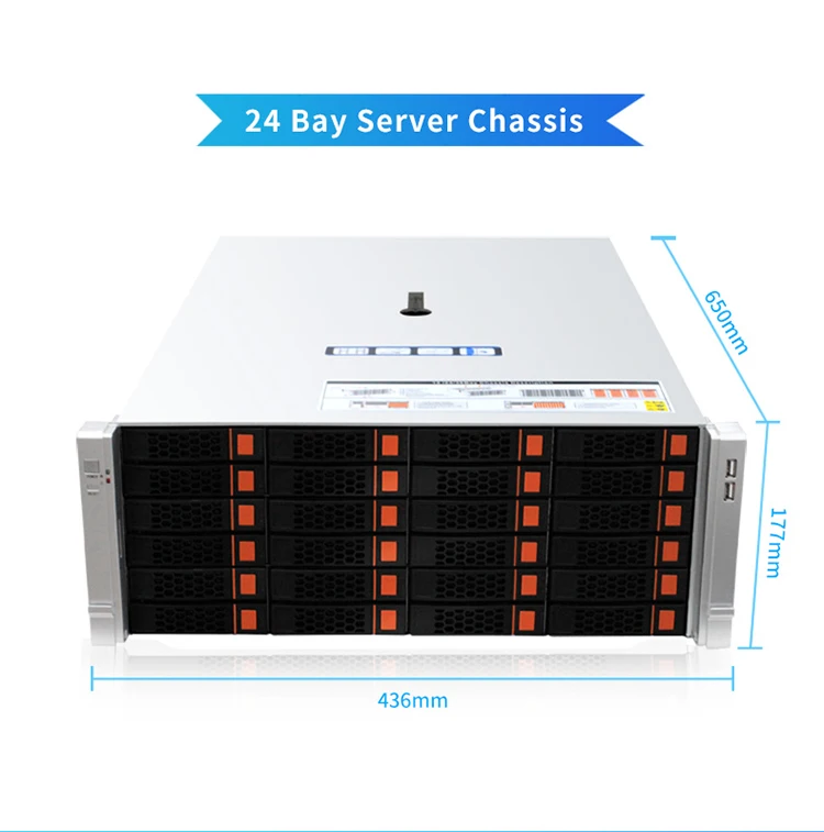 4U 24-bay Rackmount Chassis with Straight-through 8NVMe+16SAS/SATA Backplane CC3K24-24S08N