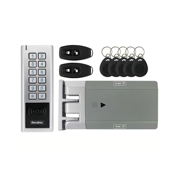 Wireless Remote Control Electronic Lock Invisible Keyless Entry Door Lock with 4 Remote Controllers Silver