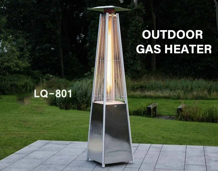 Decorative Gas Patio Heaters Pyramid Gas Stainless Steel Tower Stand up  Platinum Smart Heating Gas Patio Heater