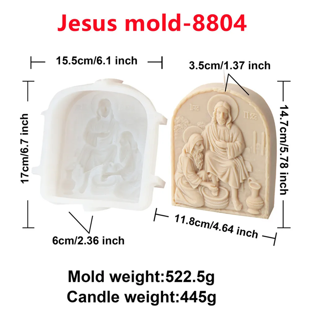 Religious Candle Mold - Jesus Mary Joseph Silicone Mold For Candles, Soap, Resin & Crafts