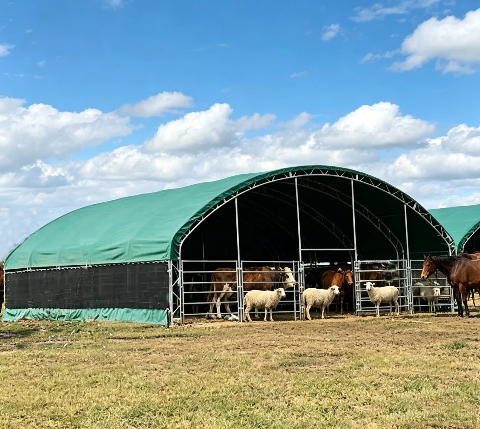 Livestock Shelter,  Calf Hutch,  Equine Shelter,  Riding Arena Roofing , Pasture Tents