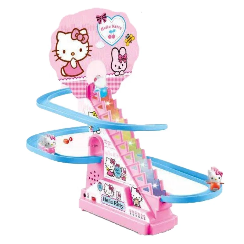 Electric Cute Cat Stairs Climbing Track Slot Toy with Light