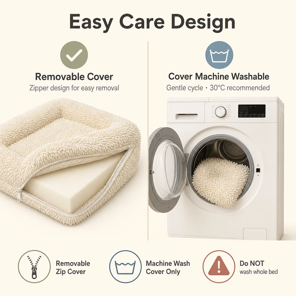 Chenille Mop Plush Rectangle Dog Bed — Product details 6