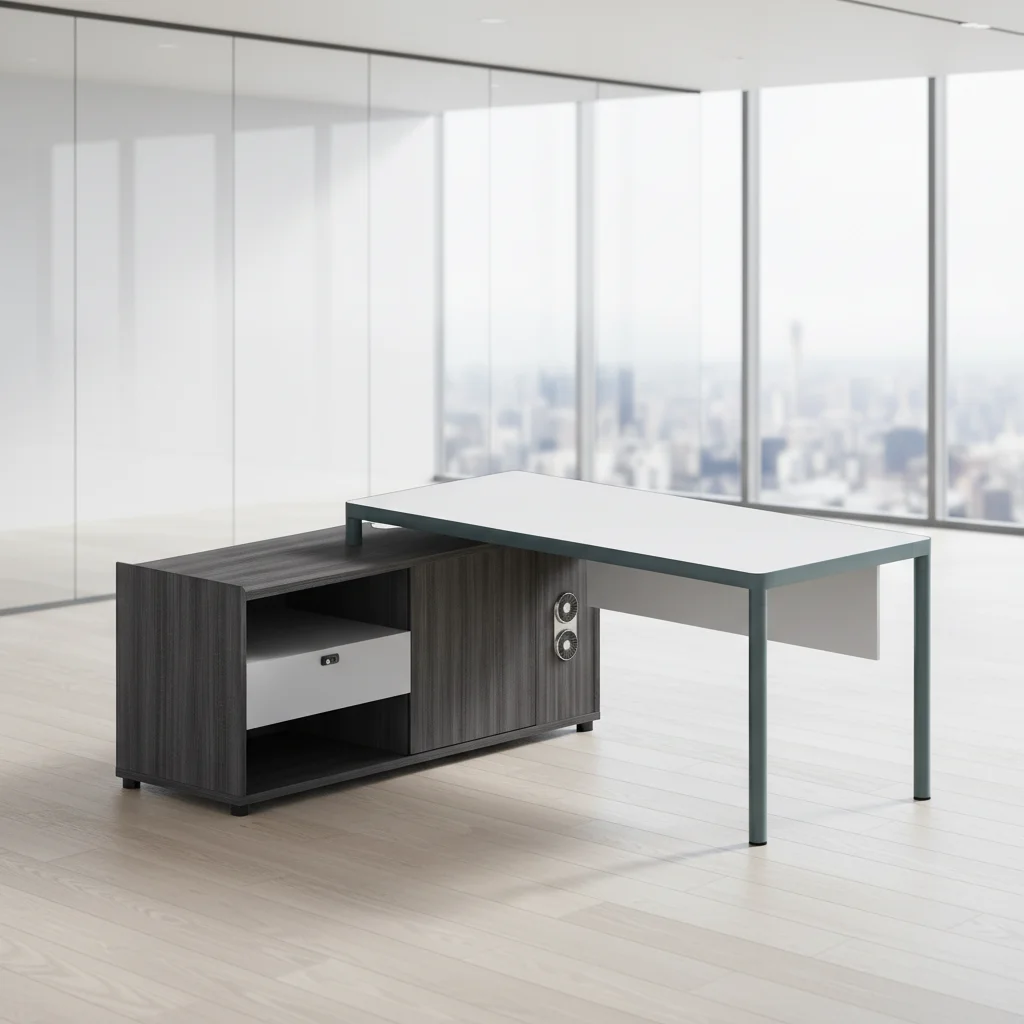 Premium Modern Executive Standing Desk Built-in Computer Host Space Adjustable Components Storage Cabinets Office Office 5