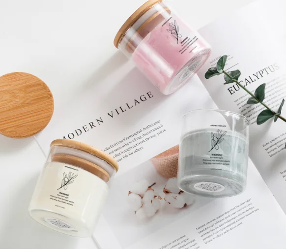 Оригинальный производитель домашний декор ароматерапия свечи роскошная стеклянная банка Ароматизированная свеча с бамбуковой деревянной крышкой