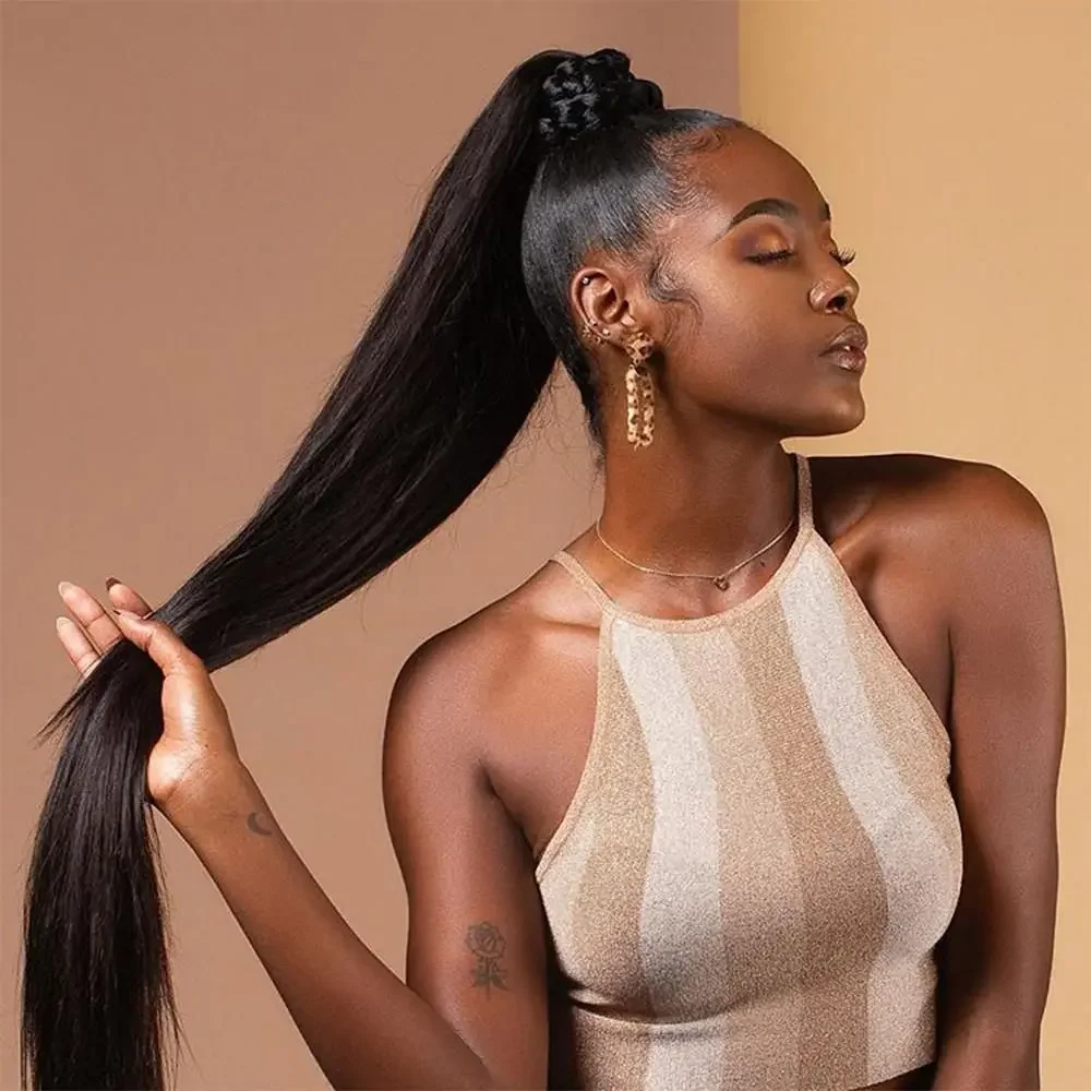 Curly Human Hair Strap Ponytail Extensions_voghion.com