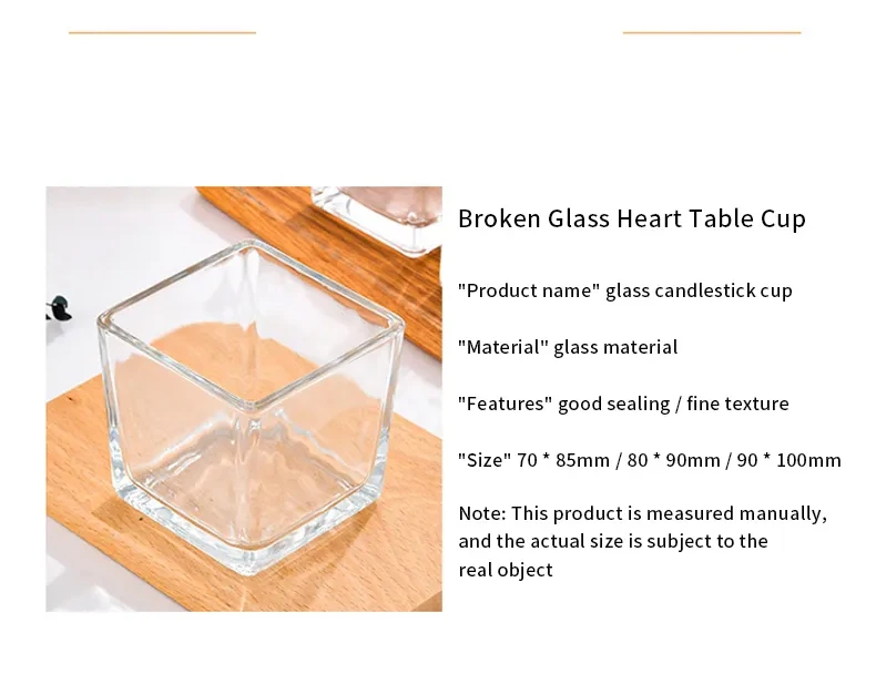 Wholesale Aromatherapy Glass Candle Cups 120ml Square Empty Customized