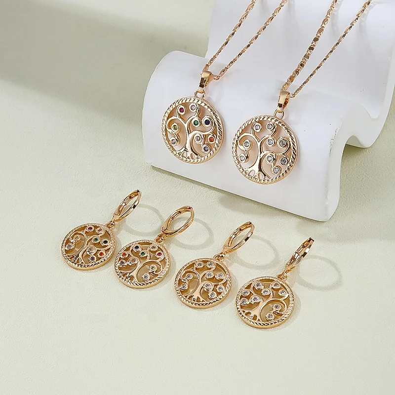 HD Jewelry Set Wholesale Made in China New Fashion 18K Gold Plating Costume  Jewellery For Women Wedding Party