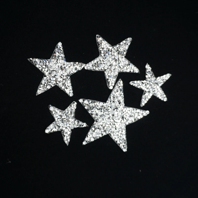 Free sample Stock assorted rhinestone applique bling cute iron on star patches for jeans clothing