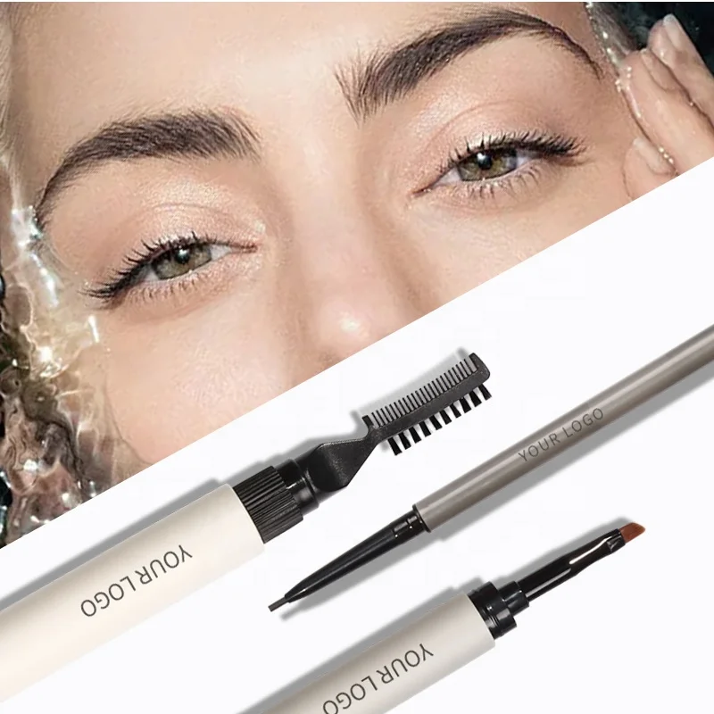 Custom Eyebrow Pen Glue Balm Eye Brow Kits with Logo Pencil Comb Brush Stencil Set Gel Private Label Waterproof Vegan Brow Set