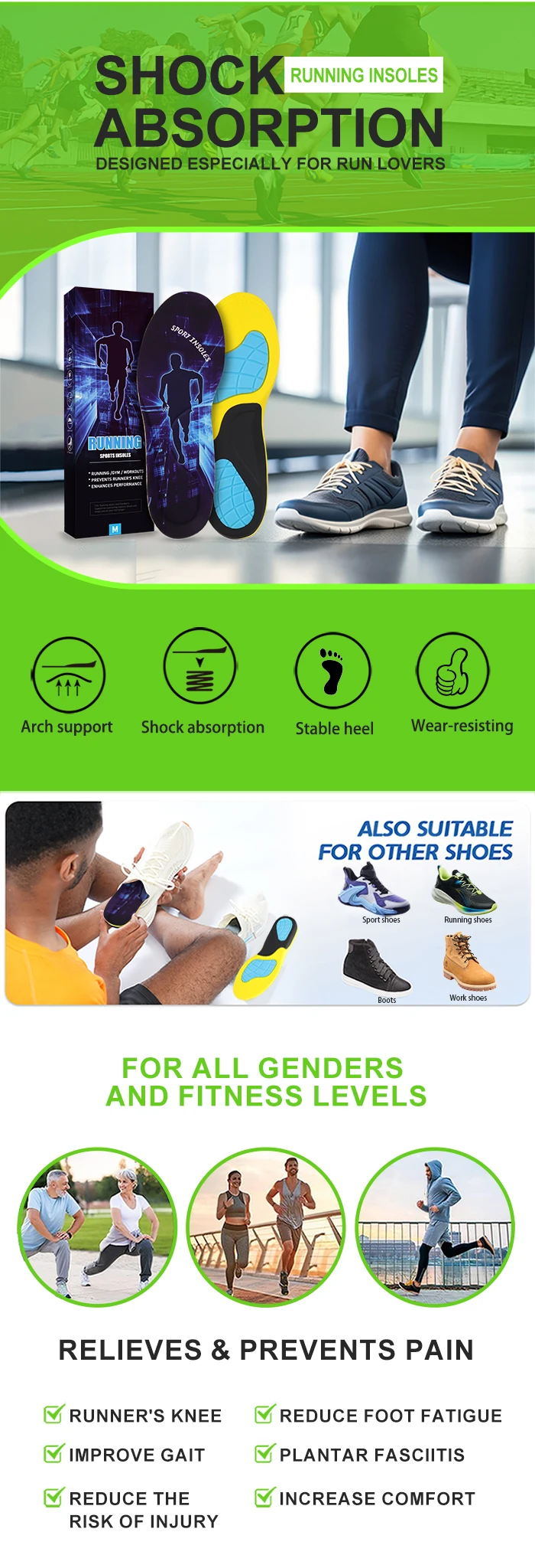 product joghn oem polyurethane plantar fasciitis skateboard shoe insoles feet insole sports  comfort insoles-39