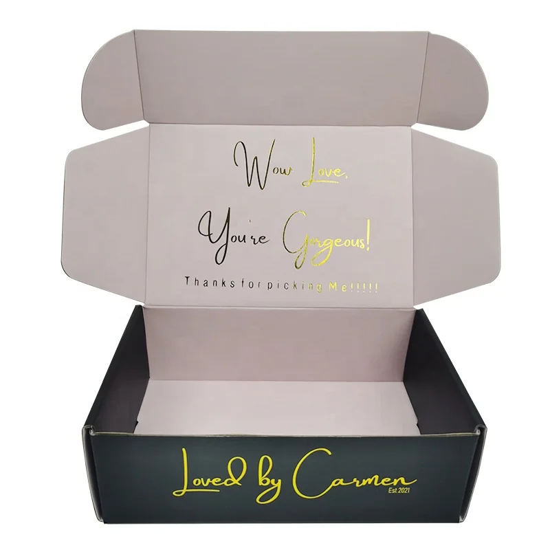 Custom Made Strong Carton Folding Black Kraft Corrugated Shipping Box