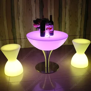 Portable LED Illuminated Bar Table for Parties and Dining Plastic Furniture for Living Room and Restaurant Use