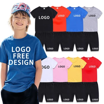 cotton Brand LOGO Toddler Boys Kids Clothes Print Short Sleeve T-shirt+Shorts 2 Pieces Set Baby Boy Clothes Outfit Clothing Sets
