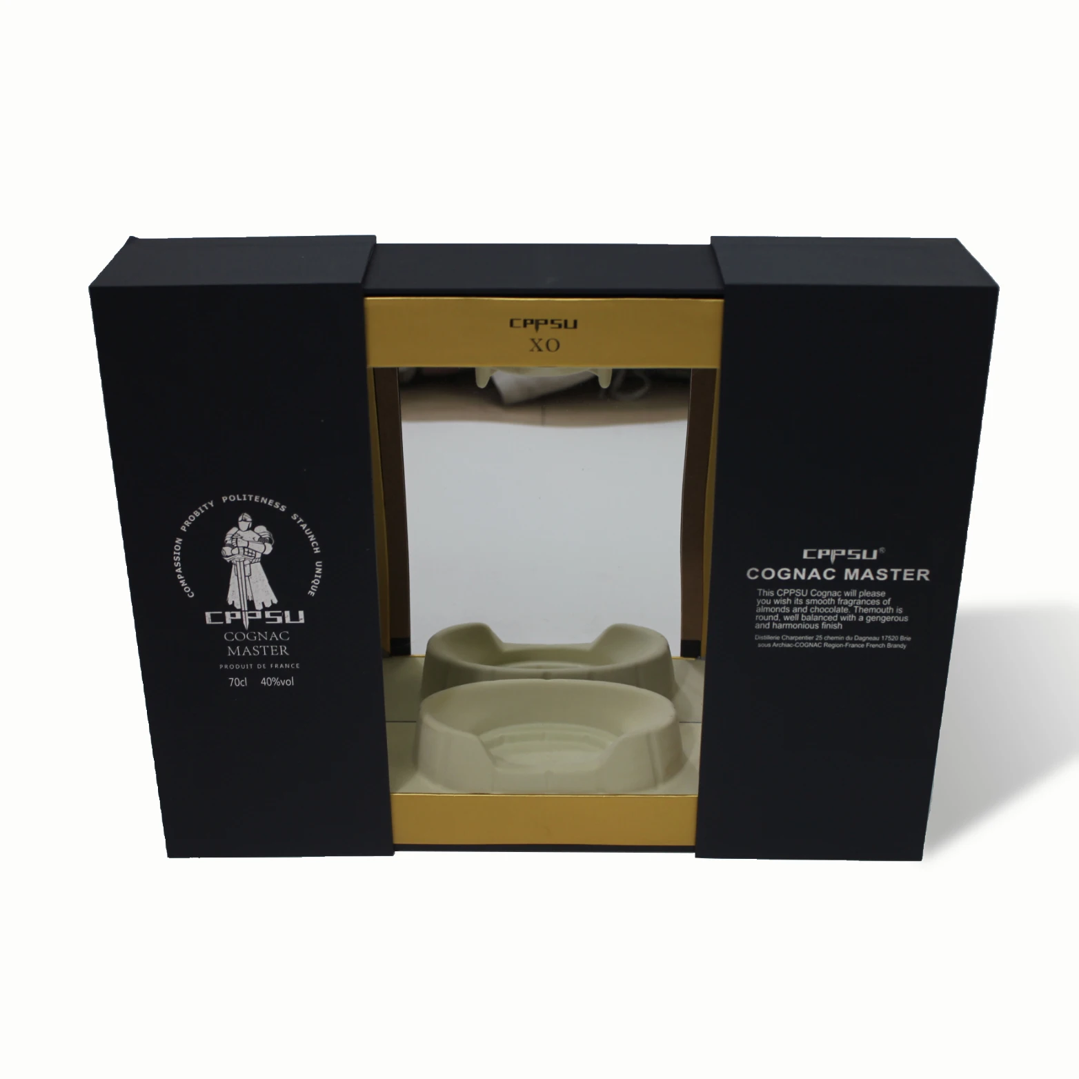 High-end Double Combination Magnetic Suction Wine Glass Gift Box Packaging cognac Baijiu Box Brown Wine Box Packaging