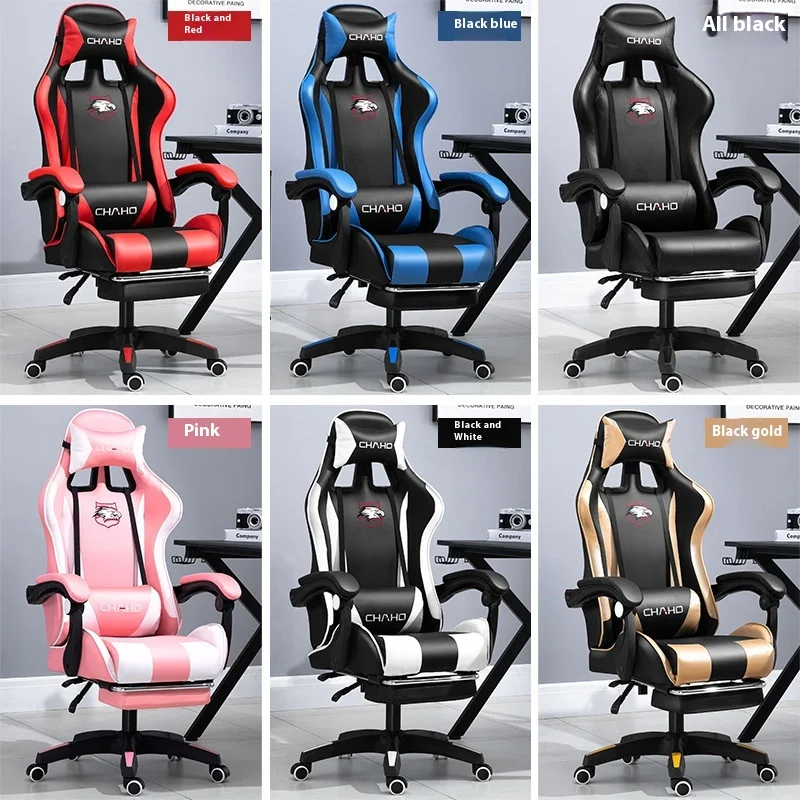 PU Leather Chair Gaming Office High Back With Footrest Adjustable Armrest Racing Style Ergonomic Swivel Task for Manager