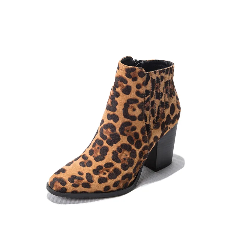 leopard block heel booties