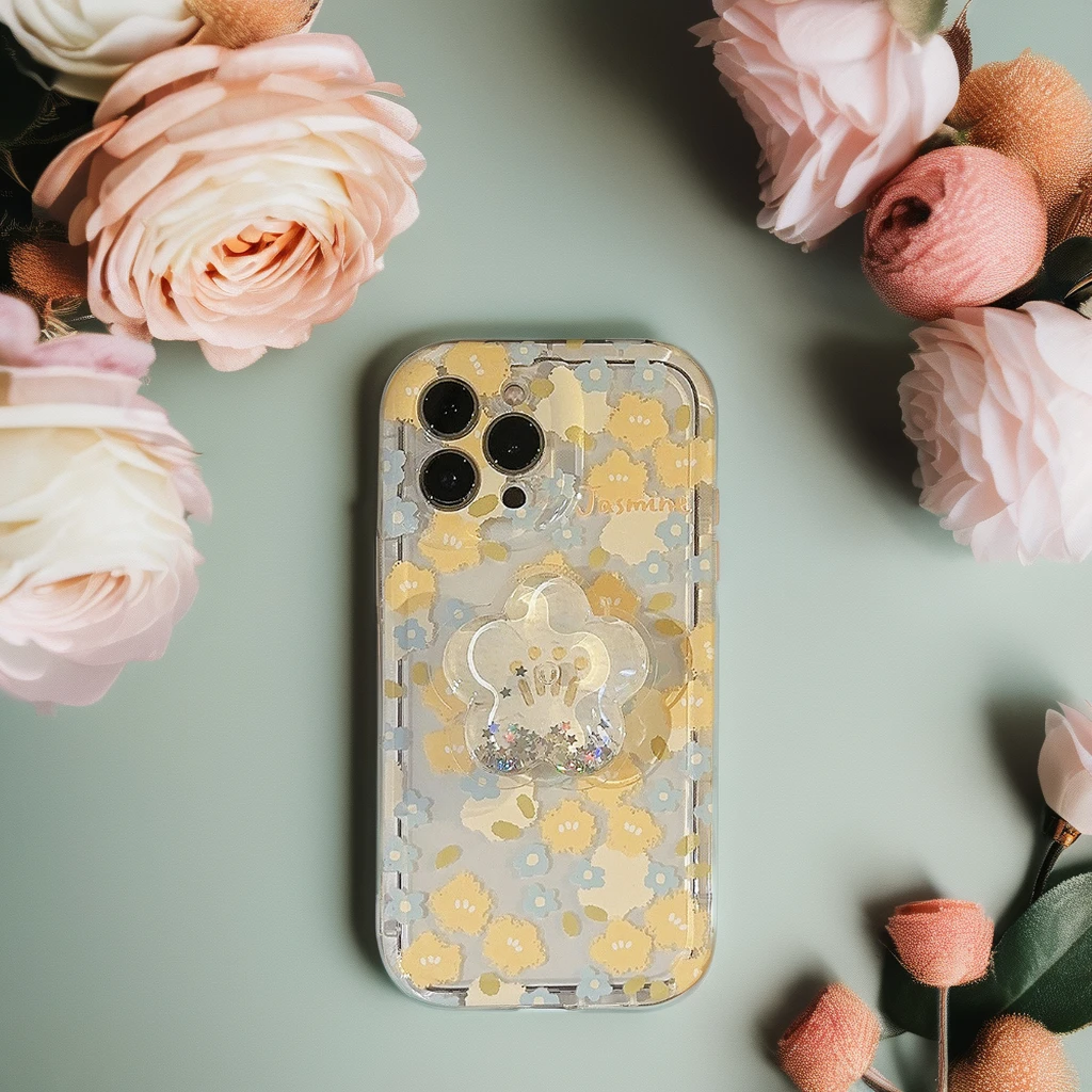 Laudtec Soft Shockproof Cute Floral Phone for iPhone 16 Pro Protective Cover Women Garden Flower Slim Anti-Scratch Case for Girl