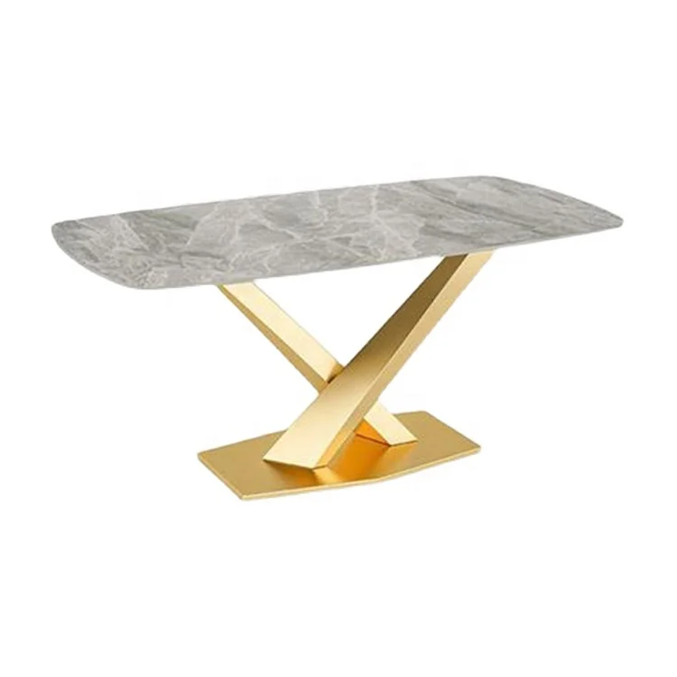 Modern Style Dining Tables with Chair Steel Base Home Furniture Marble Top Luxury Dining Table Set
