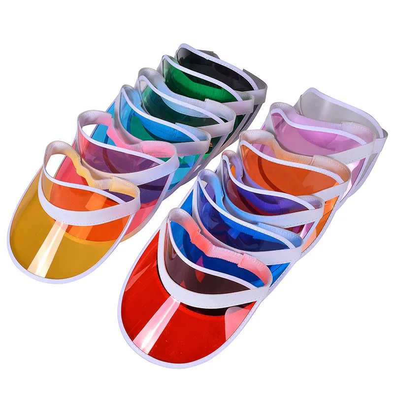 New Design Custom Logo UV Protection Hat Transparent Pvc Plastic Sun Visor Cap