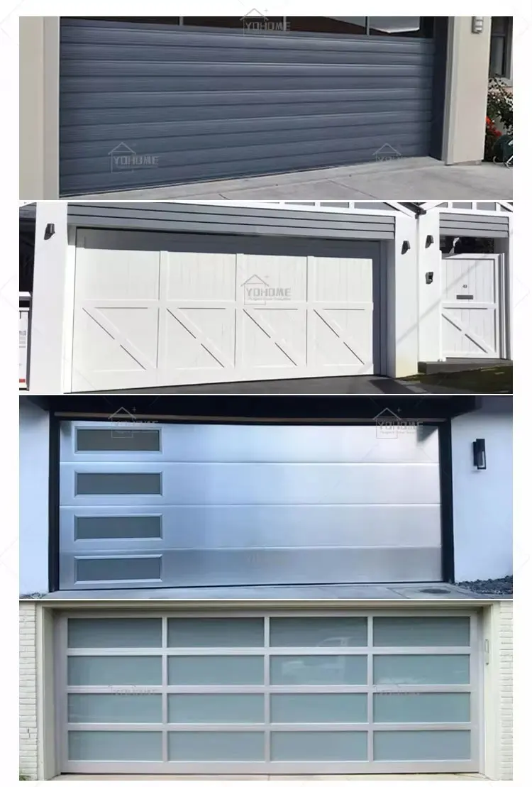 European Modern Villa Vertical Bi Folding Garage Doors Slatted Aluminium Flush Mount Sectional Garage Door