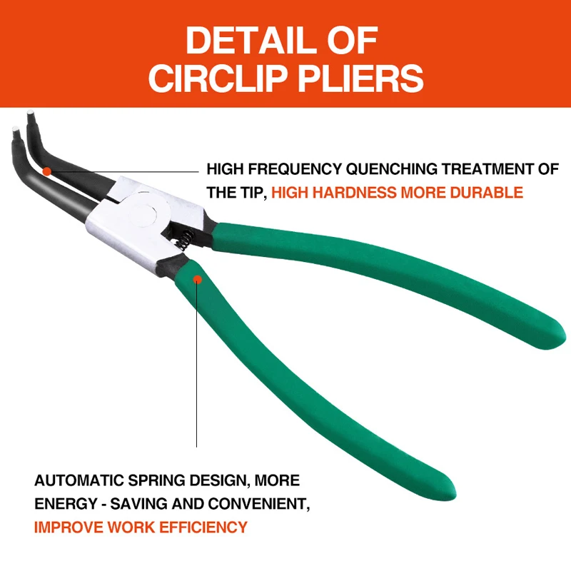 7-Inch Snap Ring Pliers Set – Internal & External Circlip Tool Kit With Straight & Bent Tips (4-Piece)