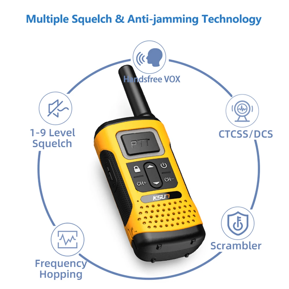 KSUN GZ32 Easy Pairing VOX Two Way Radio License Free FRS Pmr 446 Chinese Walkie Talkie a Lungo Raggio