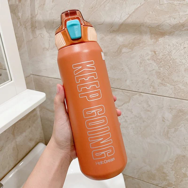 Large Capacity 316 Stainless Steel Sports Thermos Bottle With Straw