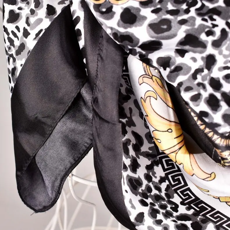 2025 New Irregular Large square Scarf  American Style Chain Flower Fashion  Print  Silk Scarf