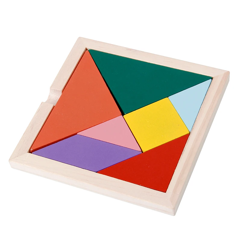 Wholesale colorful wooden 7 Pieces Tangram puzzle off games