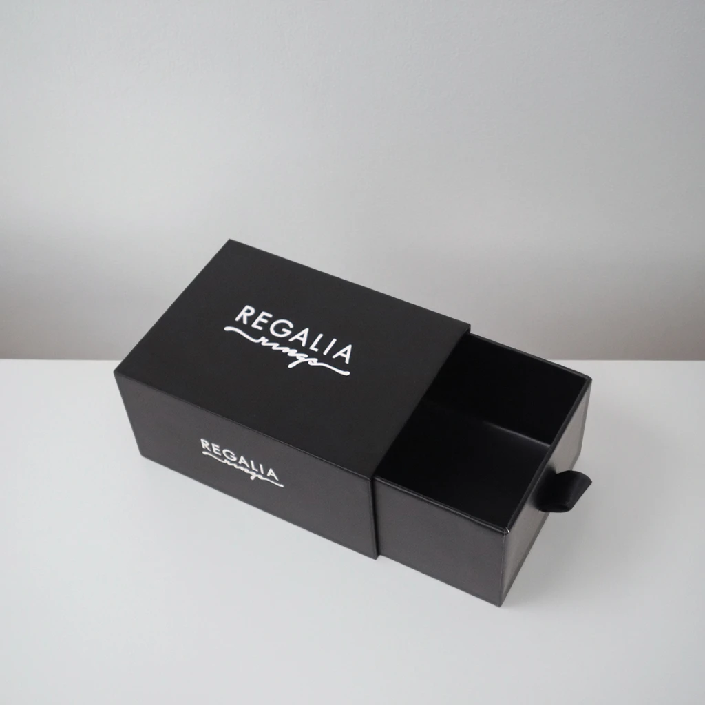 China Factory High Quality Jewelry Giftbox Customized Luxury Paper Packaging Black Drawer Rigid Gift Box