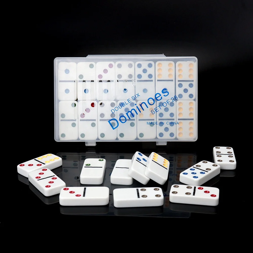 Profesional Manufacture Colored Dots Dominoes with Transparent Plastic Cheap Kids Toy Factory for Indoor Funny Game