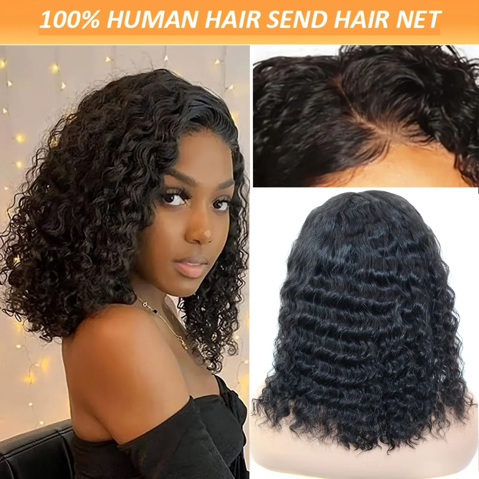 Parrucche Bob Ricci Profondi Pre-Spennate con Capelli Corti Bob Onde Profonde Parrucche di Capelli Umani Parte Laterale Parrucche Frontali in Pizzo Parrucca di Capelli Umani per Donne_voghion.com