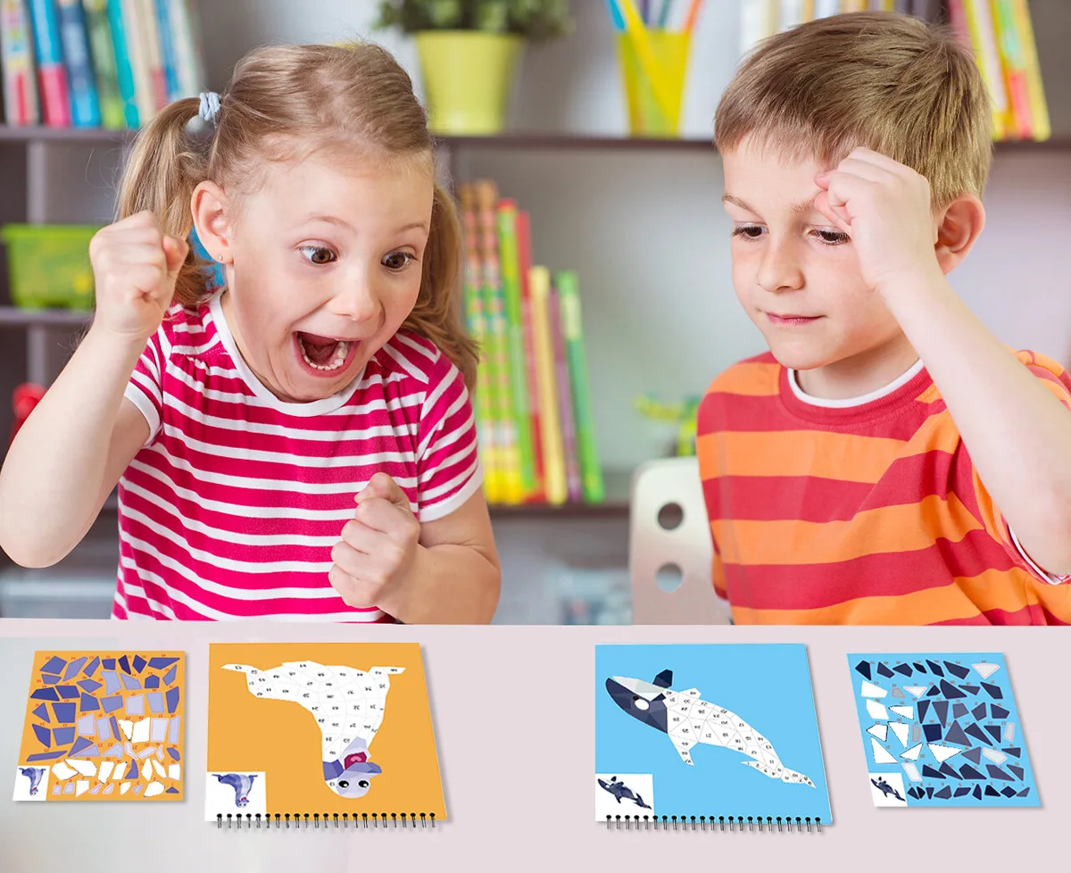 product custom digital printing childrens diy paint gift travel toy mosaic collage cartoon hardcover focus coil sticker book by number-8