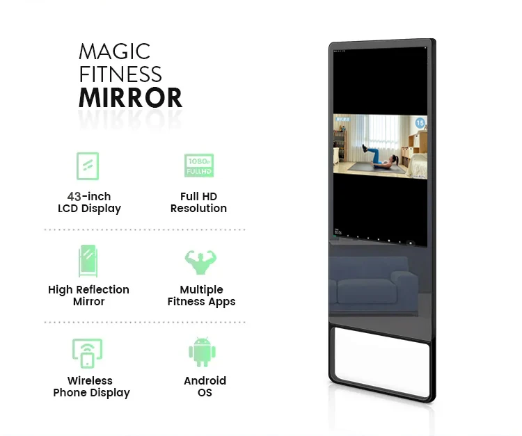 32/43 Inch Home Full Body Sport Magic Mirror Gym Interactive Virtual