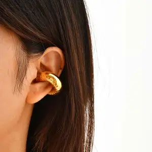 Fashion Waterproof Jewelry Clip-On Stainless Steel Earrings Chunky Ear Cuff No Piercing for Women Girls