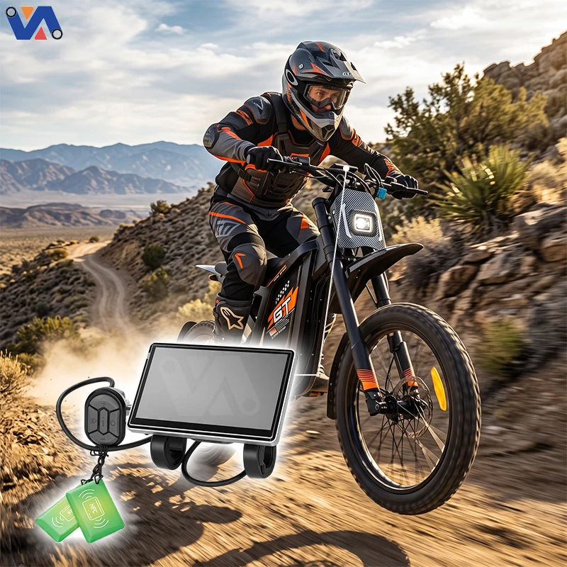 OUXI GT2000 display and wired control unit mounted on an off-road style electric bike handlebar
