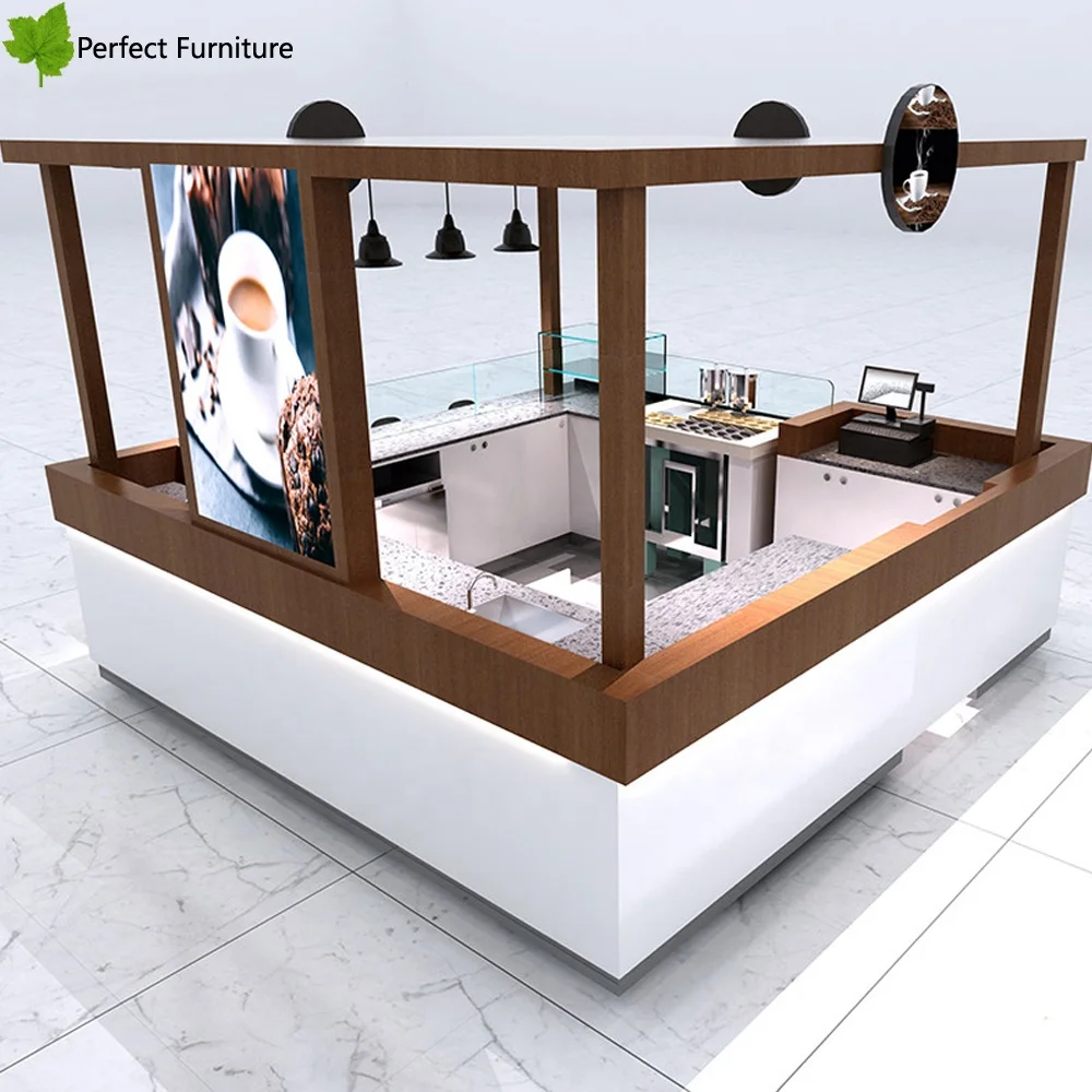 High End Coffee bar Counter Cafe Shop Design Customized Fast Food Kiosk