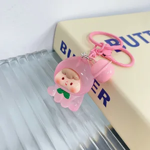 Adorable 3D Fruit Baby Keychain with Bell - Charming Girly Student Accessory
