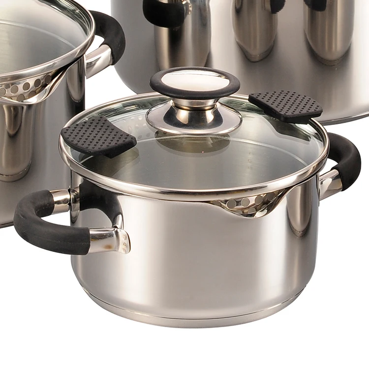 Quality 8Pcs Stainless Steel Mirror Polished Cookware Pot Kitchen Cookware Set factory