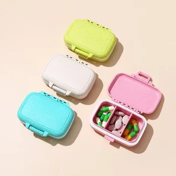 Portable Mini Plastic Pill Box New Small Moisture-Proof Three-Point Medicine Storage Case for Three Meals Day Medication