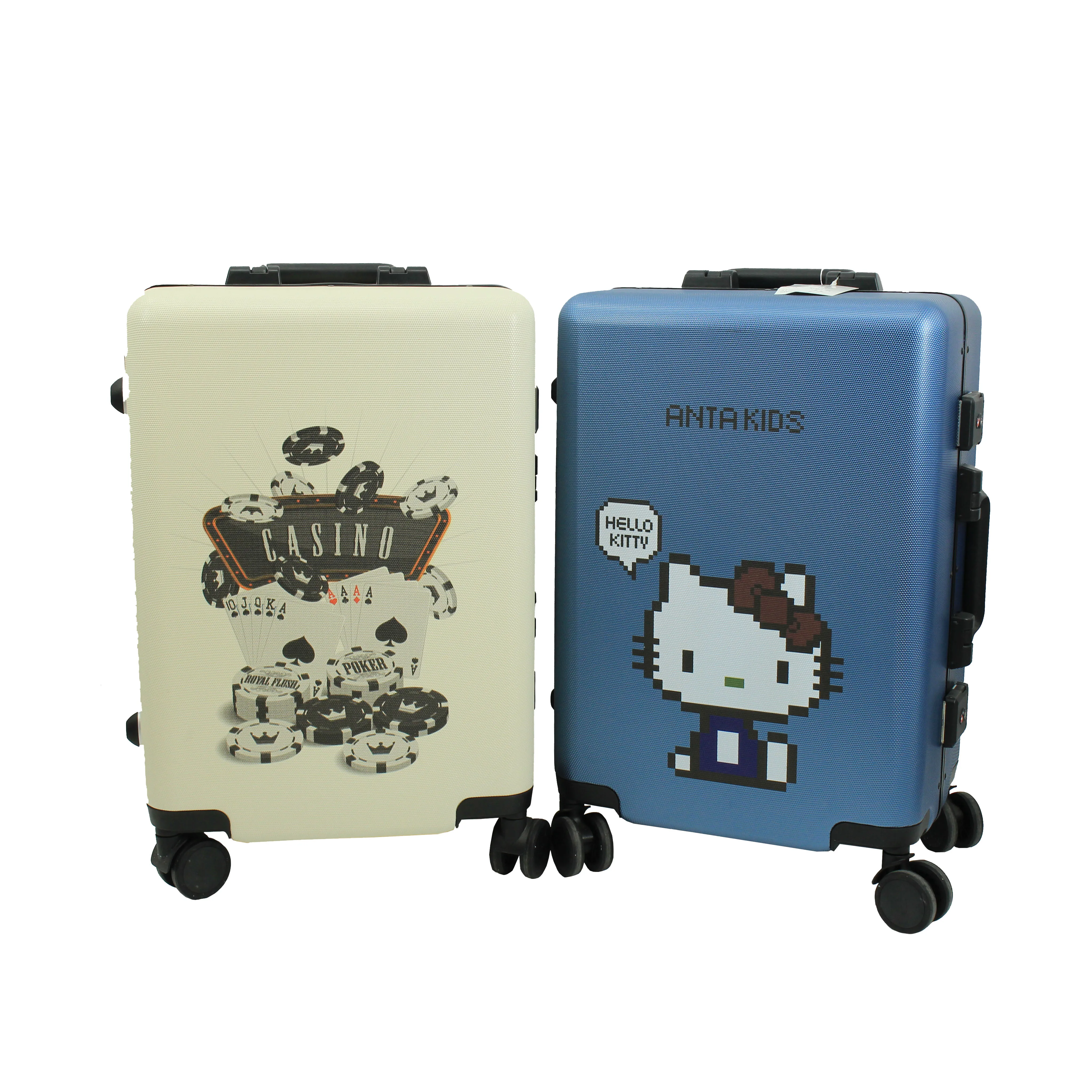 Custom Hight Quality PC Hard Shell Hand Carry-On Travel Bag 4 Wheels Zipper Trolley Case Luggage Suitcase Gift