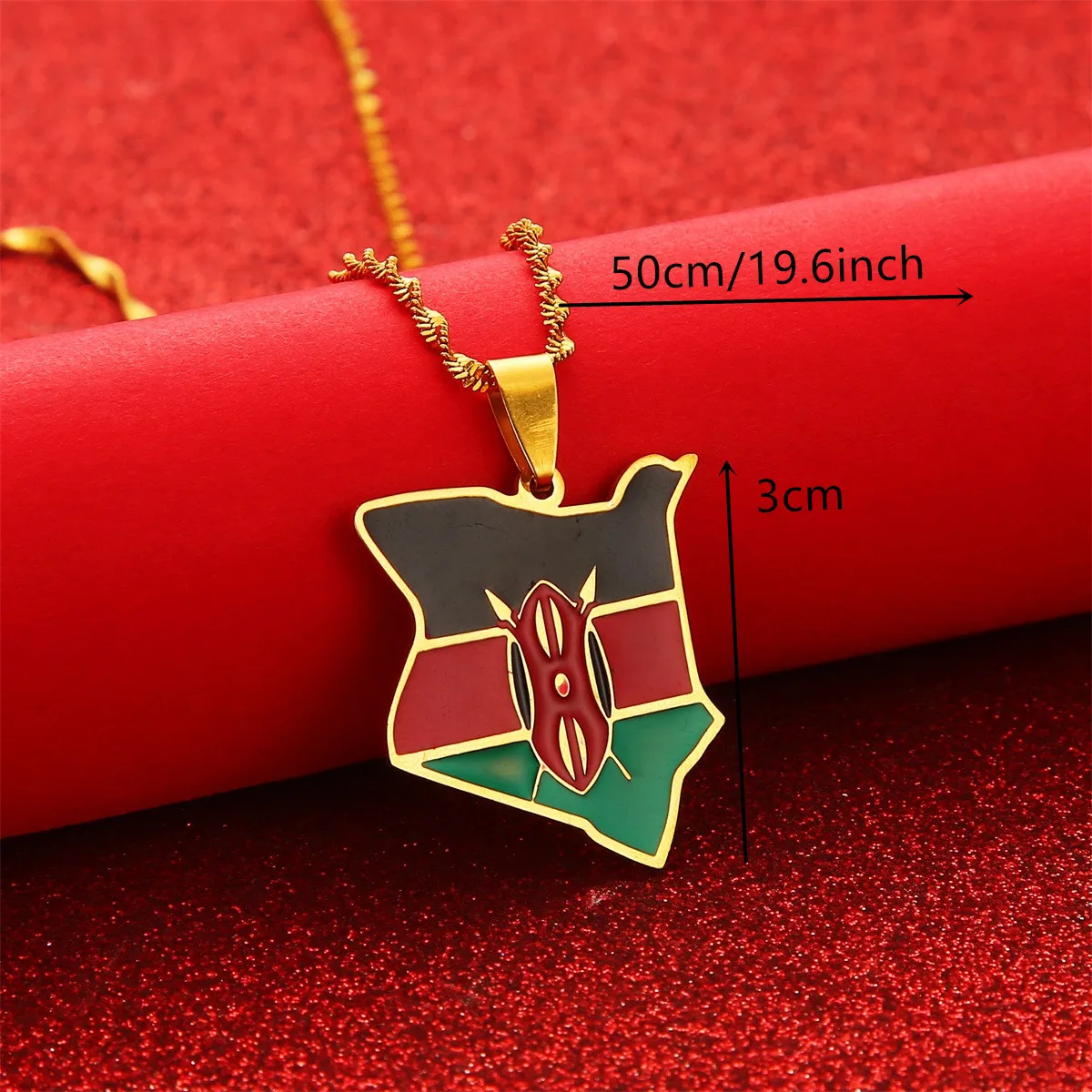 Map of Kenya Flag Enamel Pendant Necklaces Gold Color Kenyan Country Map Jewelry