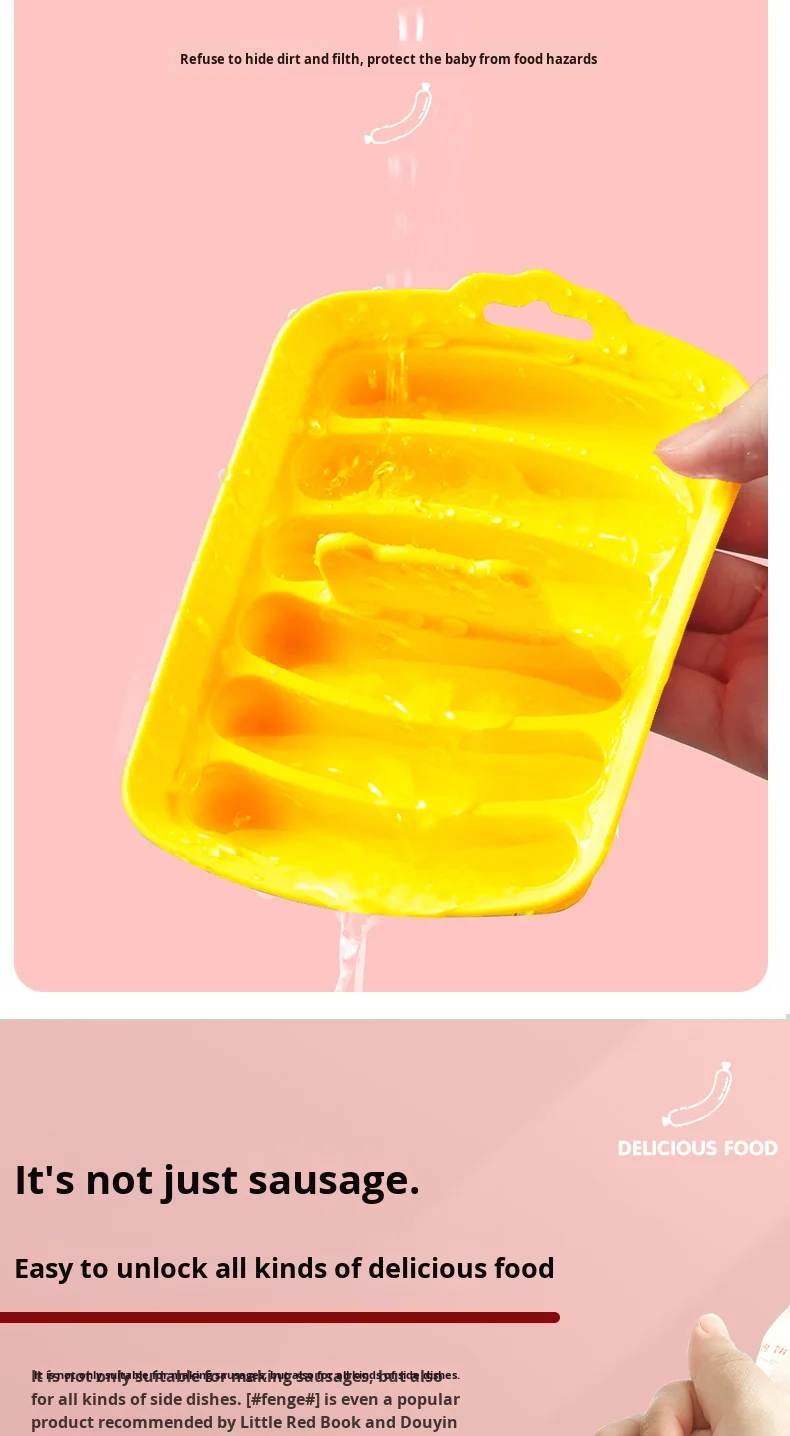 High Temperature Resistant Baby Sausage Mold Easy to Clean Square Silicone Complementary Food Mold details
